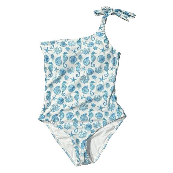 NWT! Aqua Swim Blue Sea Life Asymmetric Swimsuit - Size Medium - Picture 3 of 6